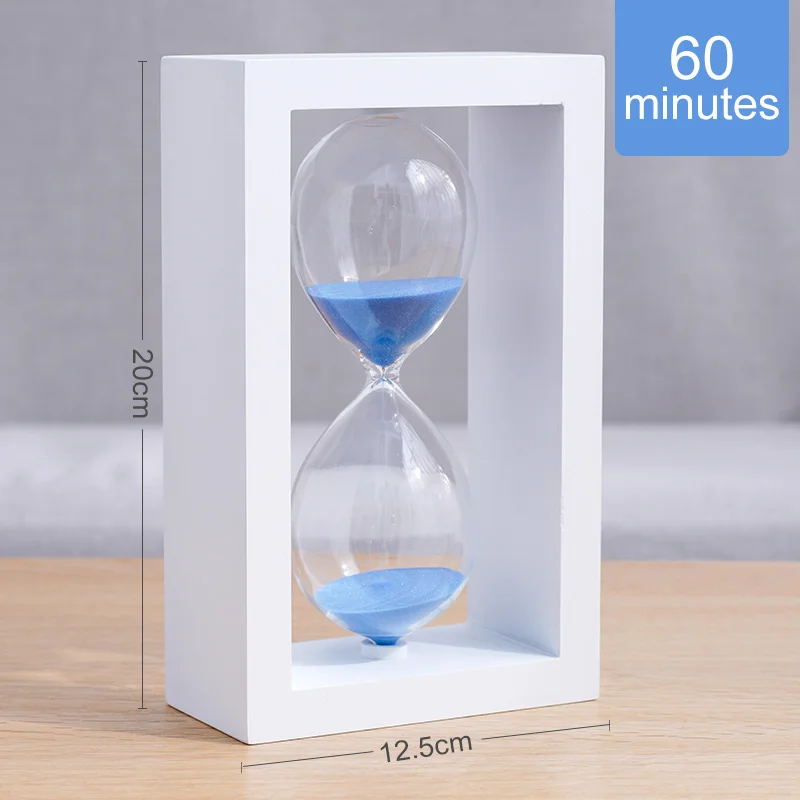 60mins White Blue Песочные часы с таймером 60 минут, гравировка, песочные часы, песочные часы, деревянные украшения, аксессуары для украшения дома, SL-FK - Цвет: 60mins White Blue