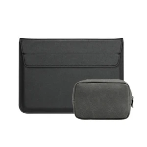black sets Популярная кожаная сумка для ноутбука Macbook Air 13 Pro retina 11 12 13,3 15 15,4 Сенсорная панель чехол подставка для ноутбука чехол+ блок питания - Цвет: black sets