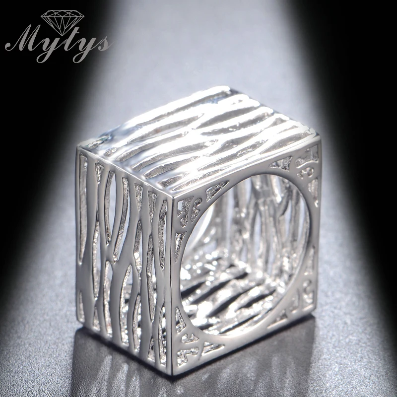 Mytys кольцо с желтым и белым золотом квадратное ажурное металлические кольца