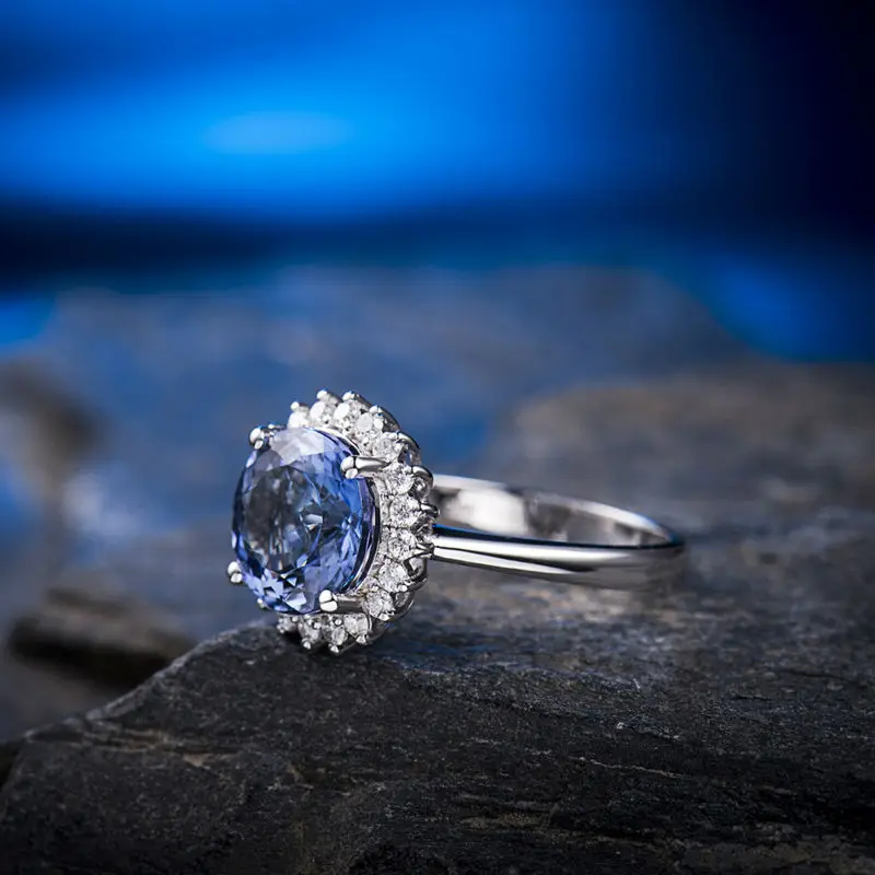 Натуральный бриллиант ААА циркониевое кольцо 18 кт белое золото Помолвочное 7 мм