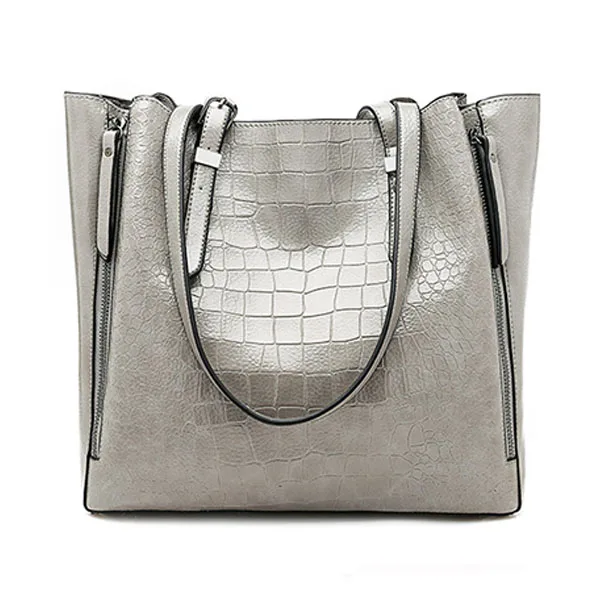 Gray Large Bag Большая вместительная кожаная сумка через плечо для женщин большая Повседневная брендовая дизайнерская женская сумка дамская ручная сумка bolsa feminina - Цвет: Gray Large Bag