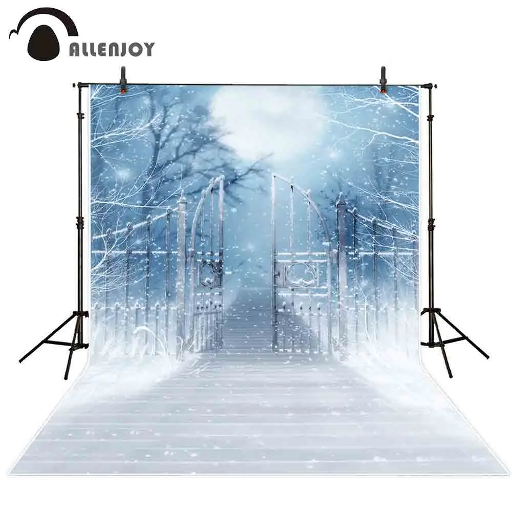Allenjoy фон для фотосъемки зимний забор Лес Ночь луна снег сказка фотостудия