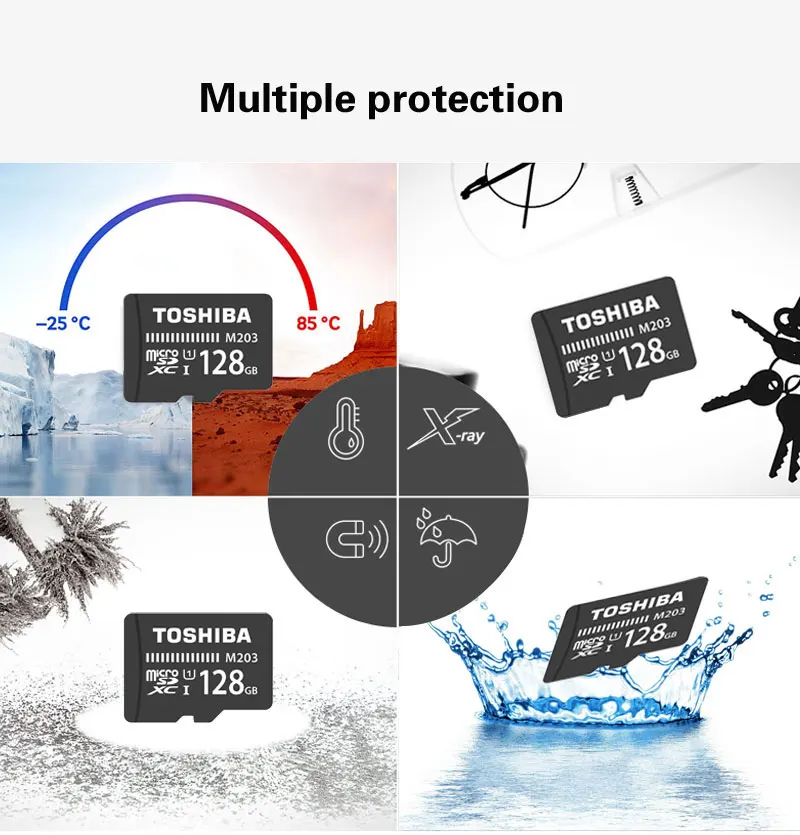 TOSHIBA M203 TF карта Micro SD карты 128 Гб 64 ГБ 32 ГБ оперативной памяти, 16 Гб встроенной памяти, слот для карт памяти 100 МБ/с. SDXC/SDHC Class10 UHS-I для смартфонов и планшетов