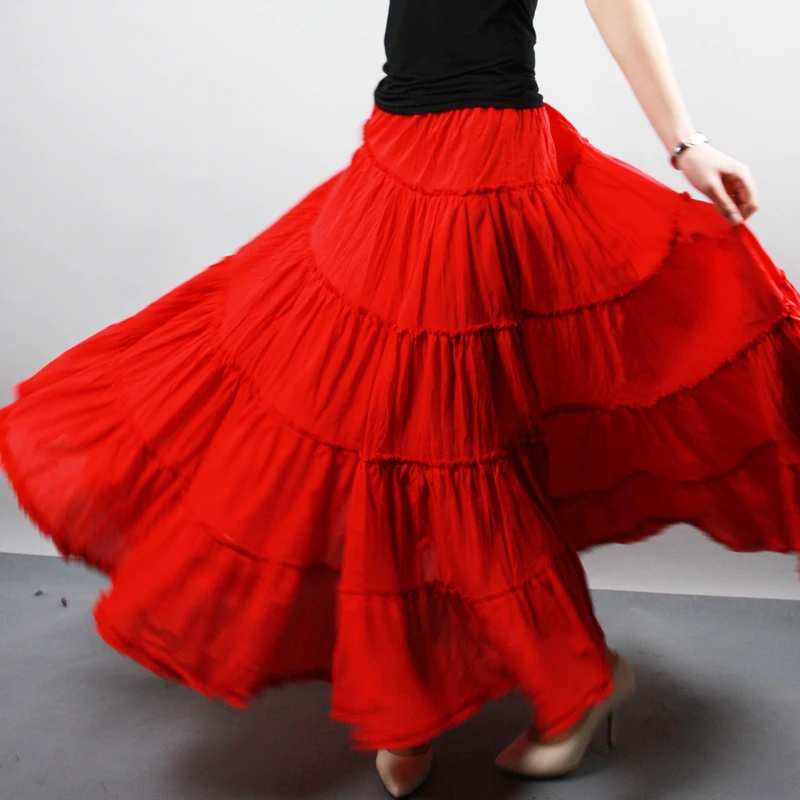 La MaxZa new summer bohemian half-length beach skirt women black full length two ways wear 12 meters long pleated maxi skirts | Женская