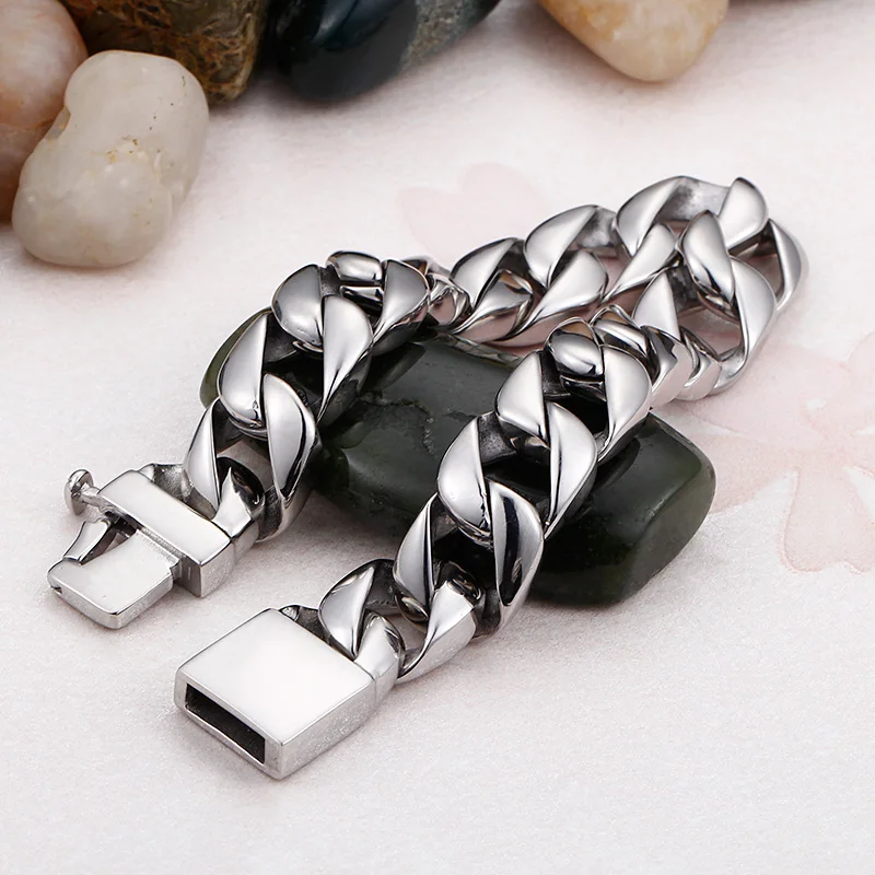 Kalen Trendy 22cm Long Link Chain Bracelet Men High Polished Stainless Steel Hand Brecelet Male Fashion Jewelry Gifts | Украшения и