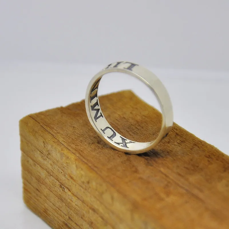 Оптовая продажа кольцо из стерлингового серебра с гравировкой внутри и снаружи