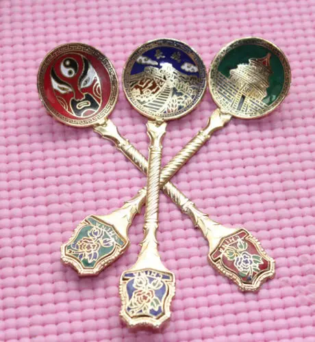 wholesale 10Pcs Traditional Chinese Panda&ampDragon&ampFacial makeup Cloisonne Spoon | Дом и сад