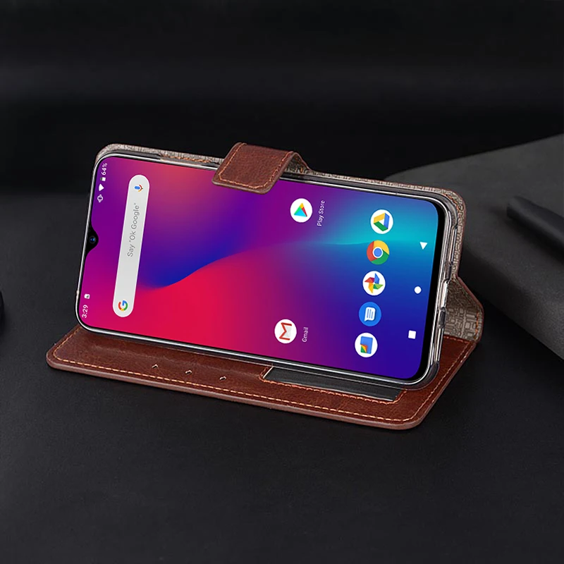 Кожаный чехол кошелек для Umidigi F1 Play роскошный флип с отделениями карт фоторамка
