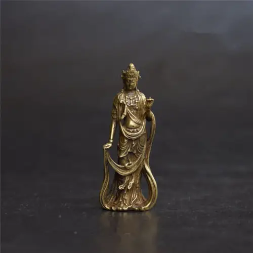 

Chinese Buddhism Guanyin Bodhisattva Buddha Copper Brass Bronze Small Pendant