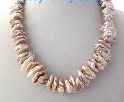 free shipping 003629 Lavender Pink Unusual Biwa Pearl Necklace 14 | Украшения и аксессуары