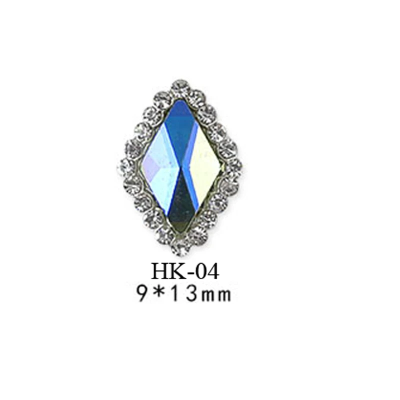 HK-04 20 шт Очаровательная Серебряная основа сплава 3D дизайн ногтей горный хрусталь декор с плоской задней блестящей кристаллами ювелирные алмазы Дизайн Аксессуары для маникюра - Цвет: HK-04