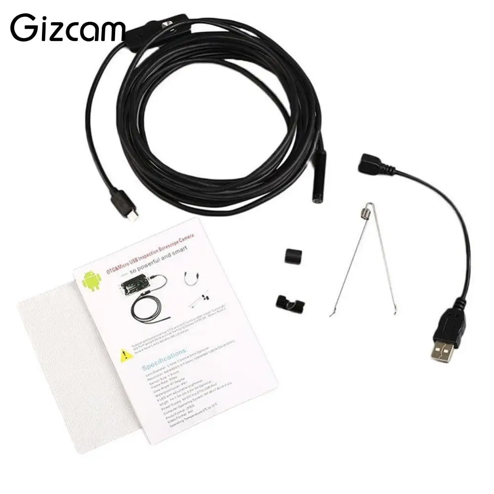 Портативный эндоскоп Gizcam 7 мм IP67 водонепроницаемый Android камера для проверки видео