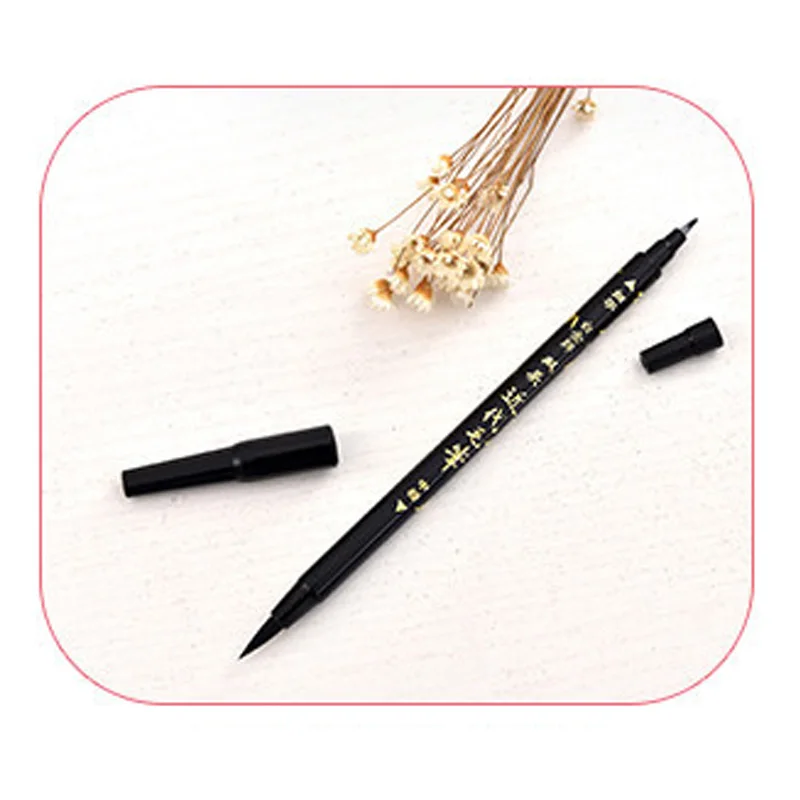 Double tip Новая мягкая кисть Fineliner каллиграфия двойной маркер черные чернила кисть для эскиза маркер ручка товары для искусства - Цвет: Double tip