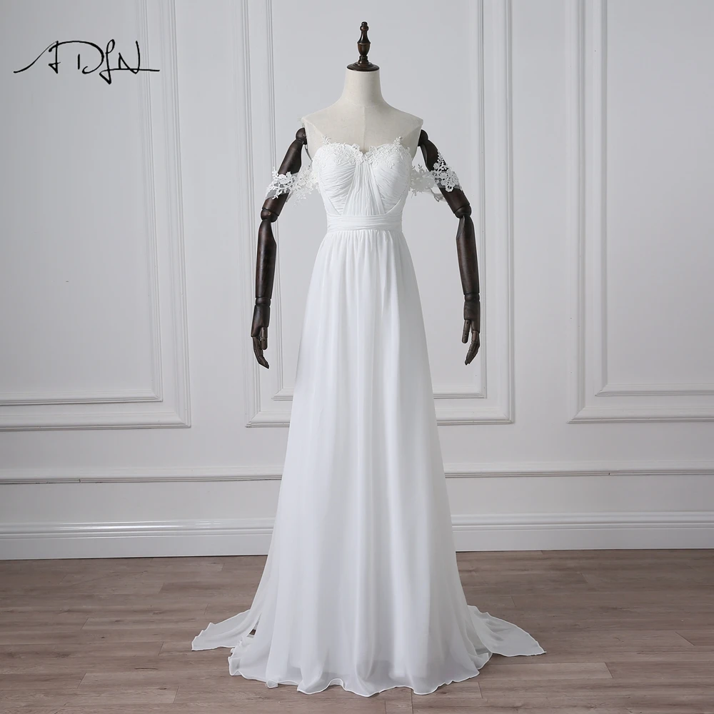 Женское платье с открытыми плечами ADLN белое/цвета слоновой кости шифоновое