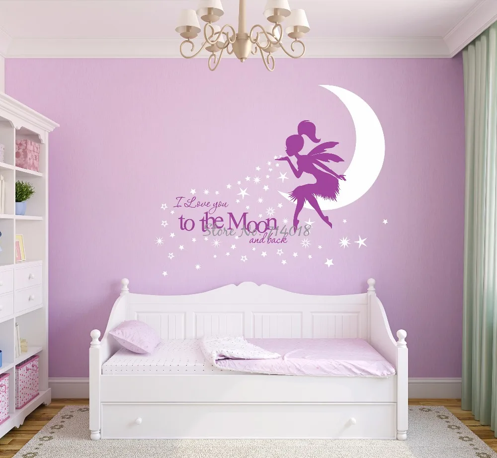 I Love You to the Moon детская Настенная картина Pixiedust сказочная Наклейка на стену комната