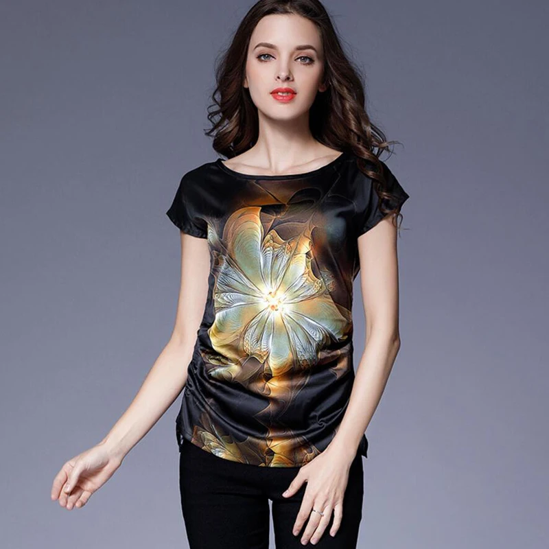 Женские шифоновые блузки с коротким рукавом большие размеры 5XL женская одежда