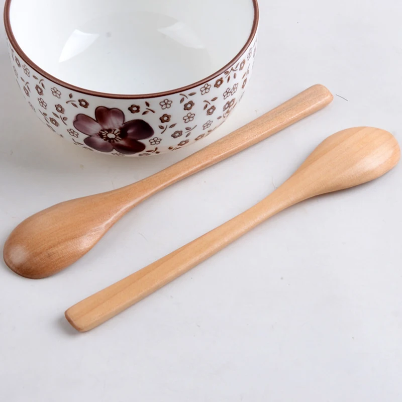 YUJIE натуральная деревянная ложка для пудинга варенья Чай Кофе питание практичная длинная ручка кухонные аксессуары#007
