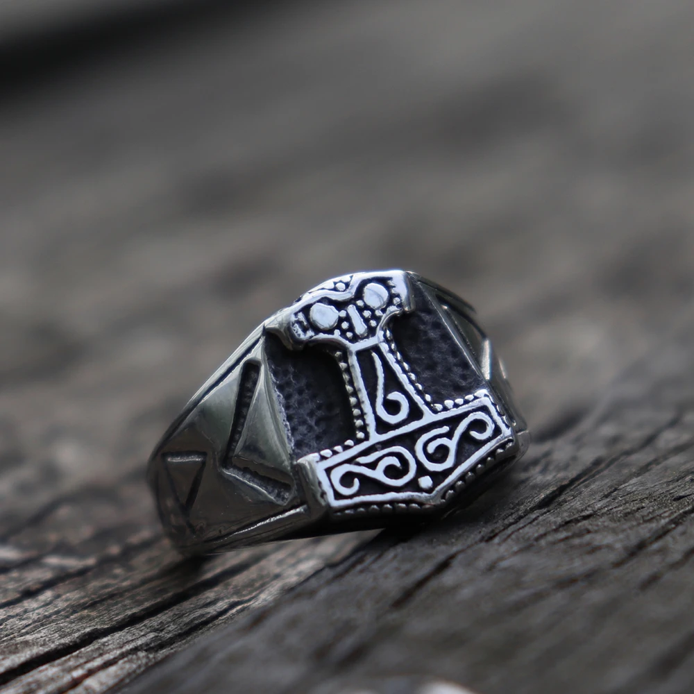 Мужское кольцо из нержавеющей стали Викинг один Mjolnir молот Тора кольца Амулеты