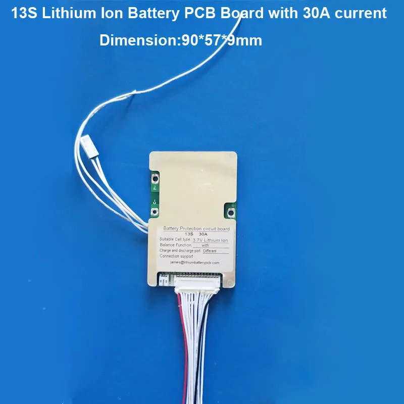 13S 30A Current 48V 13S печатная плата 54,6 V с 30A 40A постоянная разрядка тока и bms с выключателем включения для литиевых 18650 или Lipo батареи BMS - Цвет: 13S 30A Current