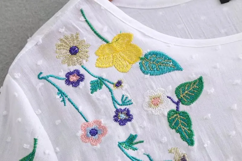 2018 Новый Для женщин Vestidos Статус цветок вышивка белый Женская рубашка блузка