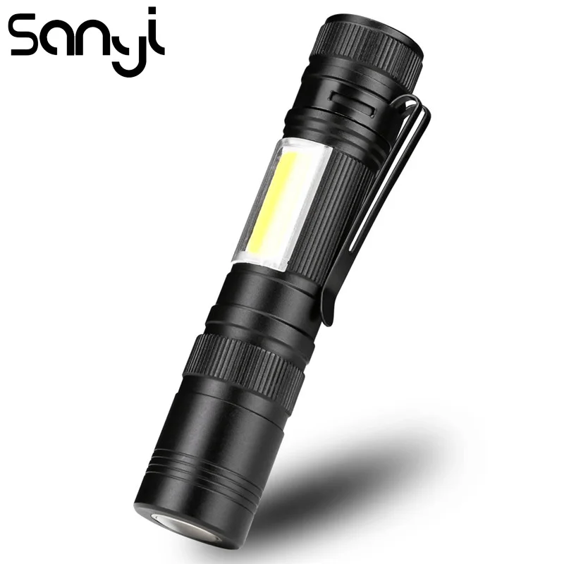 

Светодиодный фонарик SANYI COB, портативный водонепроницаемый фонарь с питанием от 1 батарейки AA, 3 режима работы, для кемпинга