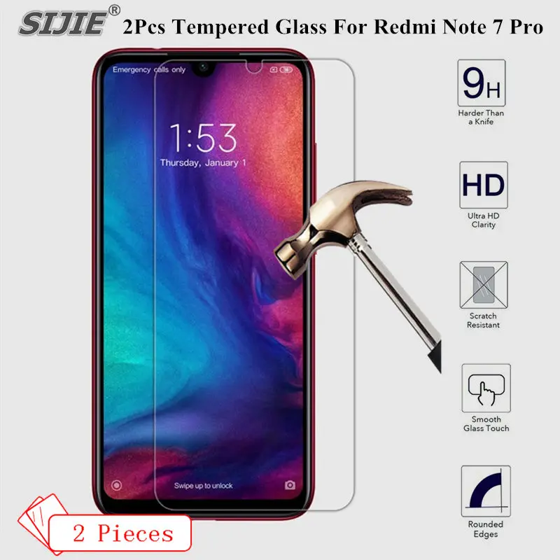 2 шт закаленное стекло для Xiaomi Redmi Note 7 Pro Новый мобильный телефон Snapdragon 675 note7pro