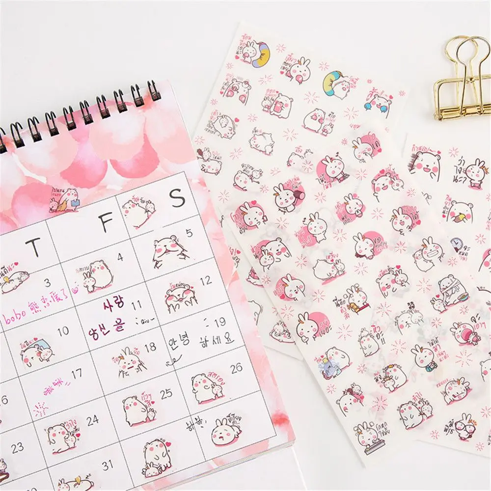 6 шт./компл. Kawaii мультфильм милый медведь в любви наклейки Канцтовары DIY