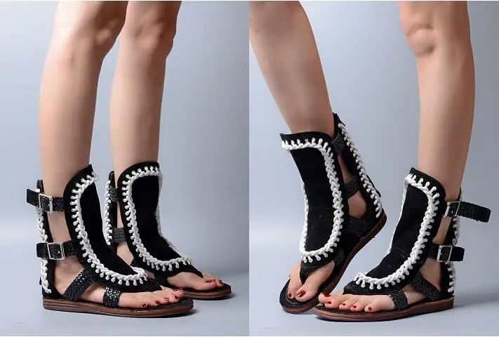Новые летние сандалии-гладиаторы в римском стиле Женские модельные туфли на