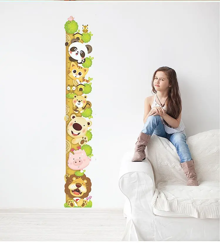 

Kids Child Height Chart Measure Wall Stickers Animals Climb Tree Vinyl Wallpaper House Decorative Decals Removable