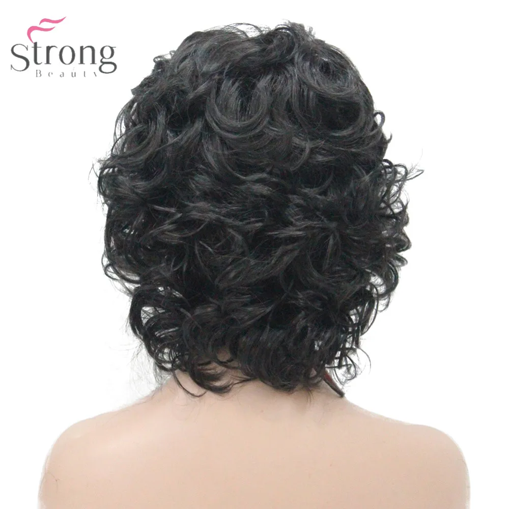 StrongBeauty женский синтетический парик натуральные волосы блонд/черный парик Короткие вьющиеся парики - Color: 2