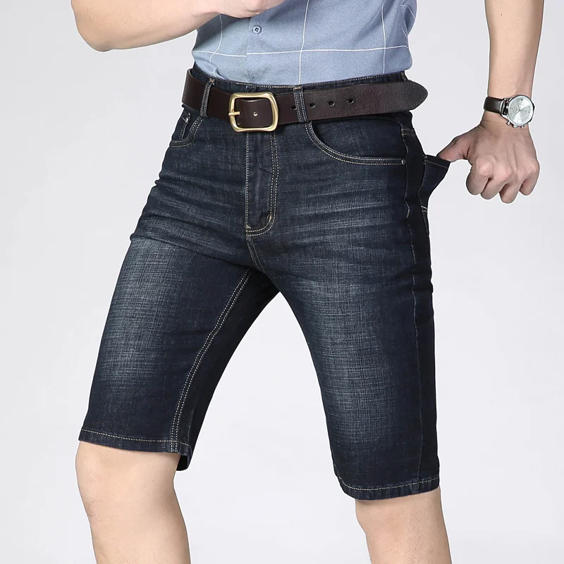 Шорты мужские джинсовые стрейчевые брендовые деловые повседневные прямые