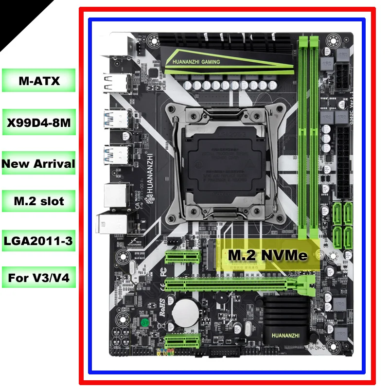 Материнская плата HUANANZHI M ATX X99 для всех LGA2011 3 процессоров таких как 2680 V4/V3 M.2 NVMe Слот