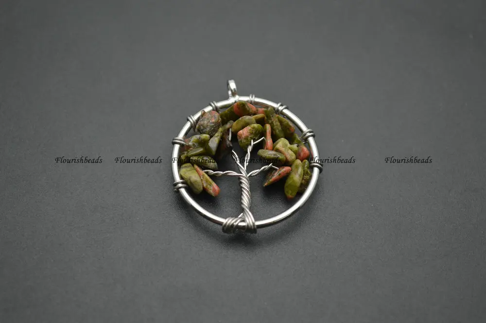 30mm Smaller Size Wire wrapped natural stone chips Life Tree pendants fit Fashion necklace or earrings making 10pc per lot |