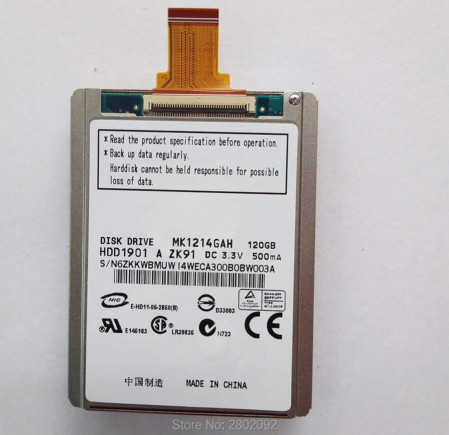 Новый MK1214gah 1 8 дюймовый жесткий диск и кабель жесткого диска интерфейс ce ZIF 120 ГБ
