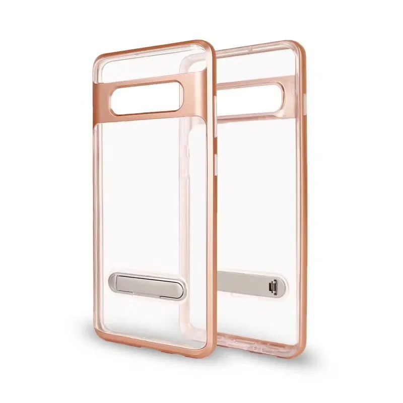 Rose Gold Импорт высокие прозрачные мягкие ТПУ жесткий защитный чехол Frame Magnic Kickstand чехол для телефона для samsung S10 Lite S10 плюс S10 - Цвет: Rose Gold
