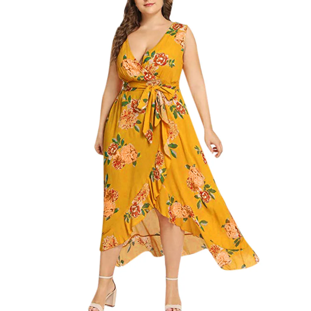JAYCOSIN модное женское Летнее цветочное платье без рукавов на бретелях с v образным