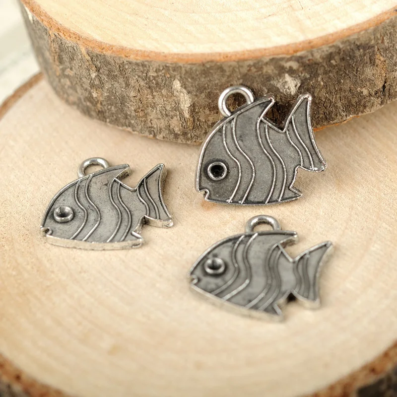 

10pcs charms fish pendant 21*19mm 1.2g Antique silver Handmade Jewelry Making DIY European Alloy jewelry accessories Hot sale