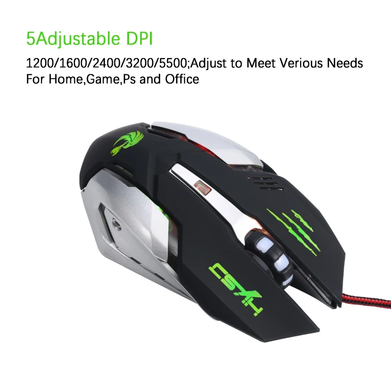 Механическая мышь профессиональная Проводная игровая 7 кнопок 5500 точек/дюйм