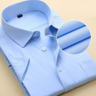 7XL 8XL 9XL мужская деловая блуза большого размера 10XL 11XL 12XL с короткими рукавами и лацканами деловая Повседневная офисная синяя летняя - Цвет: picture color