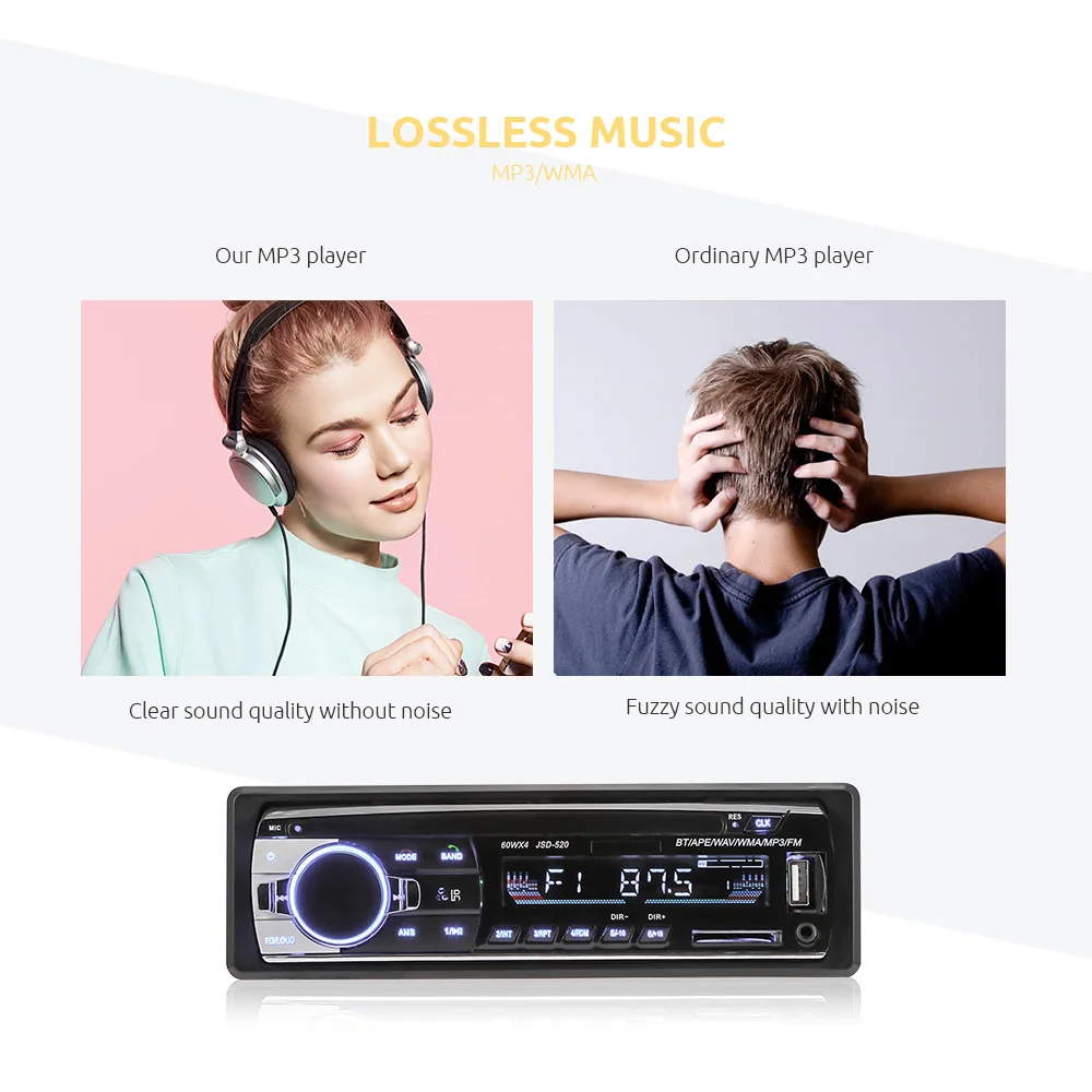 JSD-520 12 в Bluetooth Автомобильный mp3 плеер FM Радио стерео приемник в тире MMC WMA аудио 1 Din Авто мультимедиа