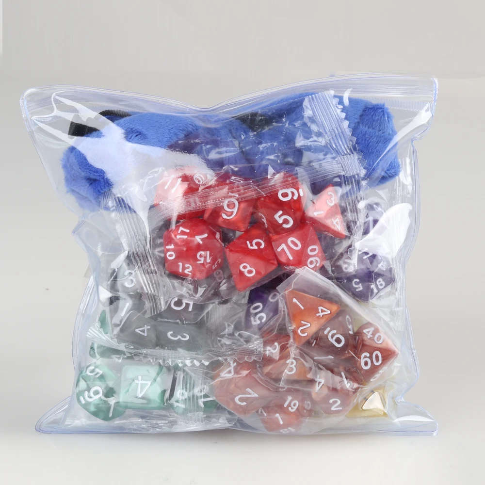 D-FantiX 49 шт. DND кубики с мешочком-7 комплектов d100 d20 d12 d10 d8 d6 и d4-D &amp D многогранные
