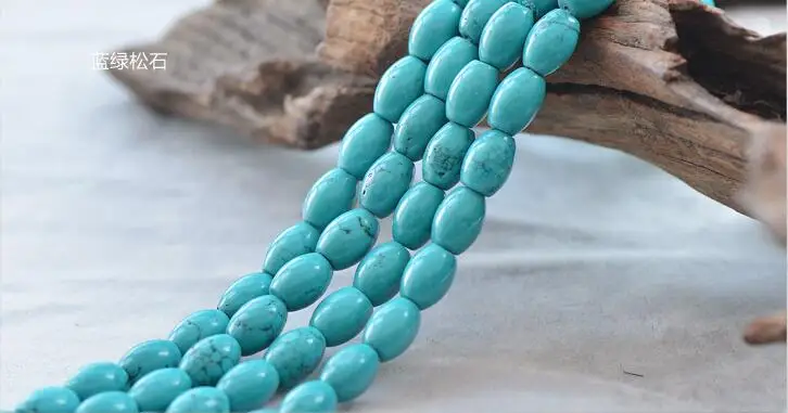 Joanlyn Natural Green Turquoise Beads 8x12mm Olive Shape 15 Inch Strand TQ53 | Украшения и аксессуары