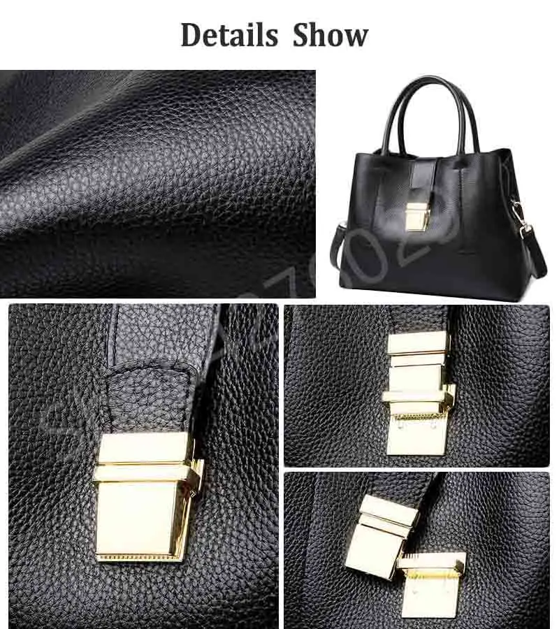 Znakomity Black women handbag genuine leather tote bag shoulder bag women red Fashion simple big casual hand bag woman luxury