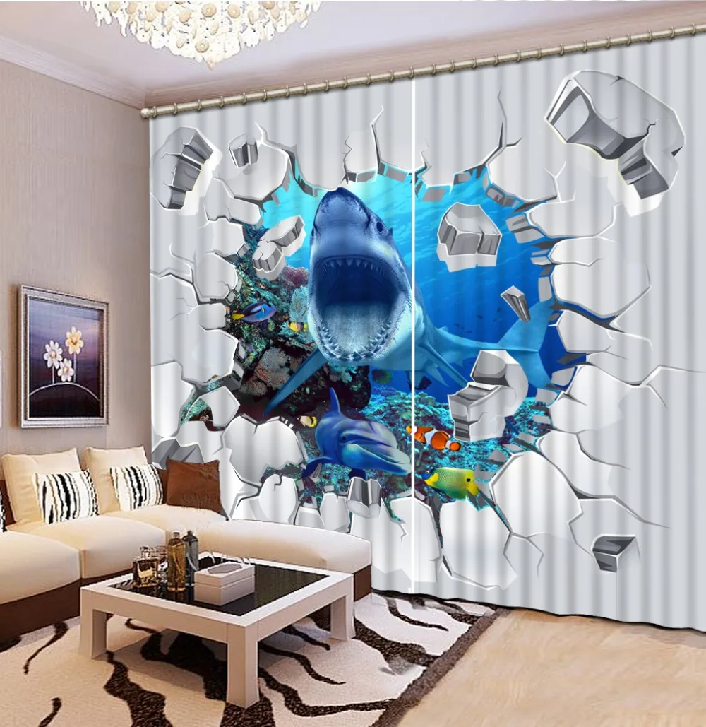 

Luxury Blackout 3D Window Curtains For Living Room Bedroom ocean curtains