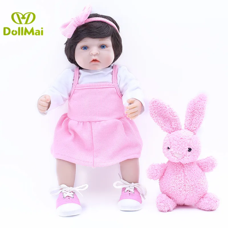 

Кукла реборн силиконовая для девочек, Реалистичная кукла с розовой одеждой, милая детская игрушка на день рождения, 40 см
