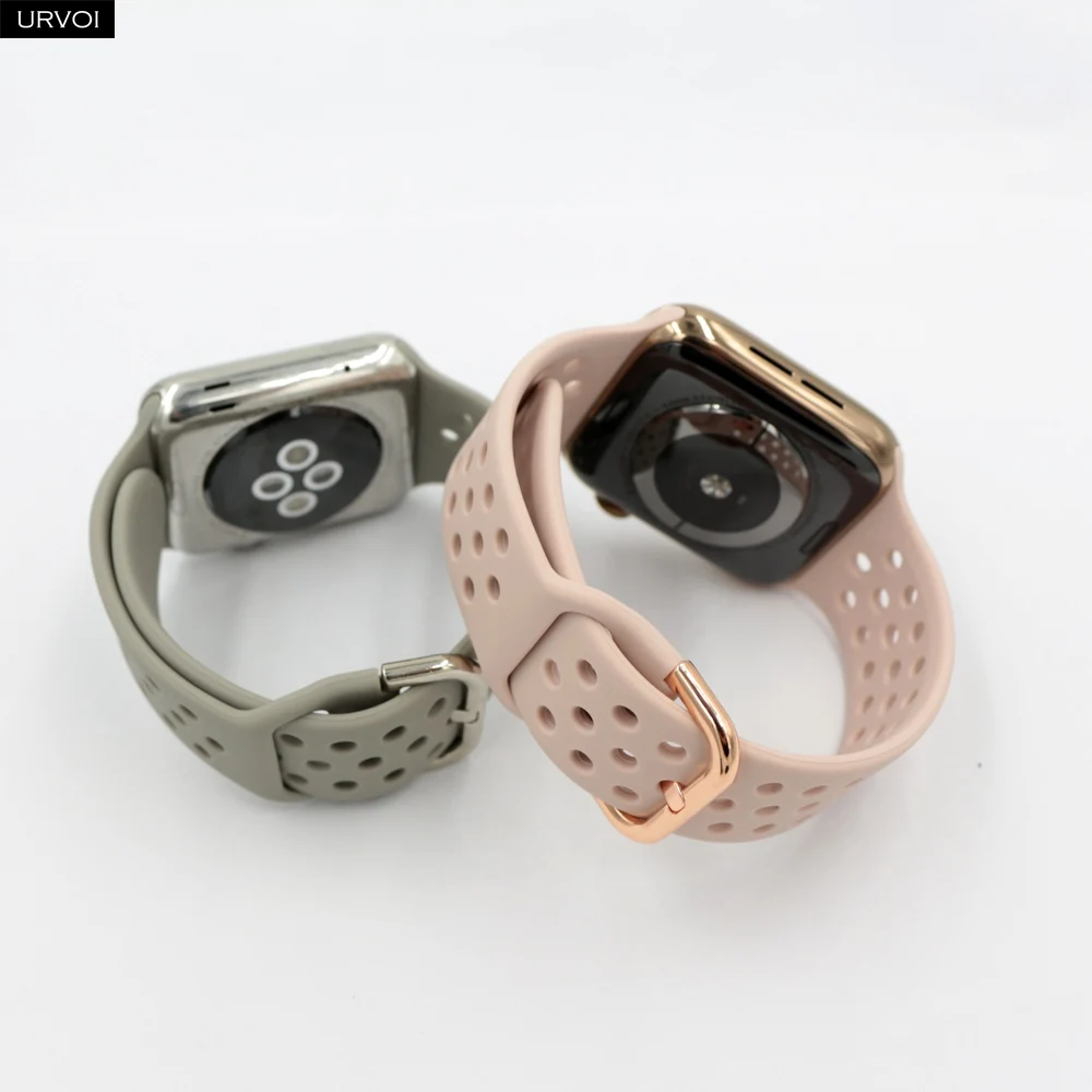 Ремешок URVOI для apple watch 8 7 6 SE 5 4 3 2 1 силиконовый спортивный браслет iwatch 40 44 мм