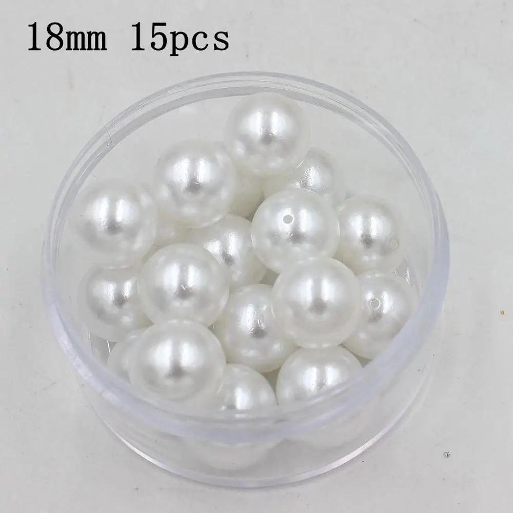 white 18mm 15pcs 3/4/6/8/10/12/14/16/18/20 мм дешевый круглый искусственный жемчуг бусы ручной работы DIY браслет ювелирные изделия Аксессуары для изготовления - Цвет: white 18mm 15pcs