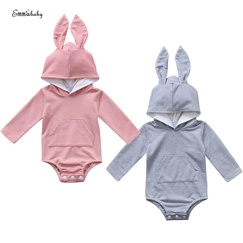 

Emmababy 0-24M Cute Newborn Baby Boy Girl Bunny Romper Long Sleeve Hooded Clothes Autumn Winter Warm Outfit Toddler Kid Jumpsuit