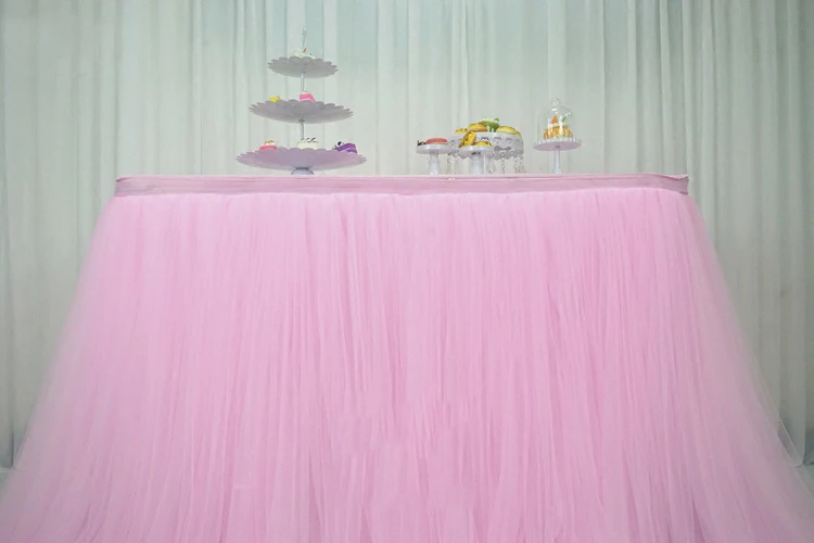 Light pink Тюлевая скатерть для стола на заказ, Свадебная вечеринка, домашний декор, вечеринка на день рождения/Вечеринка для ребенка, шифоновая газовая вуаль для невесты - Цвет: Light pink