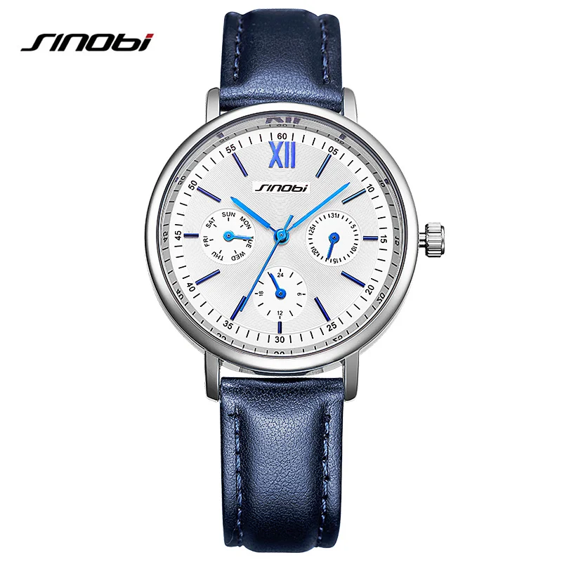 Женские кварцевые часы SINOBI из натуральной кожи розовое золото|montre brand|montre rose